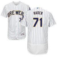 Milwaukee Brewers #71 Josh Hader White Strip Flexbase Authentic Collection Stitched MLB Jersey