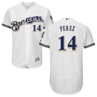 Milwaukee Brewers #14 Hernan Perez White Flexbase Authentic Collection Stitched MLB Jersey