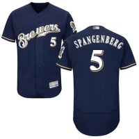 Milwaukee Brewers #5 Cory Spangenberg Navy Blue Flexbase Authentic Collection Stitched MLB Jersey