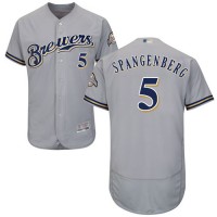 Milwaukee Brewers #5 Cory Spangenberg Grey Flexbase Authentic Collection Stitched MLB Jersey