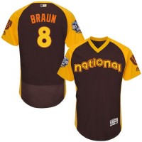 Milwaukee Brewers #8 Ryan Braun Brown Flexbase Authentic Collection 2016 All-Star National League Stitched MLB Jersey