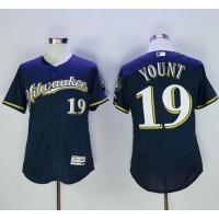 Milwaukee Brewers #19 Robin Yount Navy Blue Flexbase Authentic Collection Stitched MLB Jersey