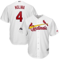 St. Louis St.Louis Cardinals #4 Yadier Molina Majestic 2019 Postseason Official Cool Base Player Jersey White