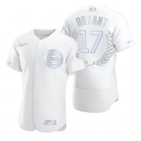 Chicago Chicago Cubs #17 Kris Bryant Men's Nike Platinum MLB MVP Limited Player Edition Jersey