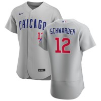 Chicago Chicago Cubs #12 Kyle Schwarber Men's Nike Gray Road 2020 Authentic Team Jersey