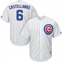 Chicago Cubs #6 Nicholas Castellanos White Strip New Cool Base Stitched MLB Jersey