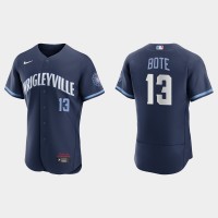 Chicago Chicago Cubs #13 David Bote Men's Nike 2021 City Connect Authentic Navy MLB Jersey