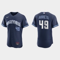 Chicago Chicago Cubs #49 Jake Arrieta Men's Nike 2021 City Connect Authentic Navy MLB Jersey