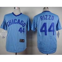 Chicago Cubs #44 Anthony Rizzo Blue(White Strip) Cooperstown Throwback Stitched MLB Jersey