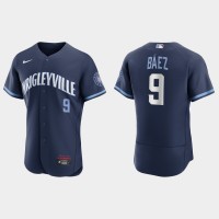 Chicago Chicago Cubs #9 Javier Baez Men's Nike 2021 City Connect Authentic Navy MLB Jersey
