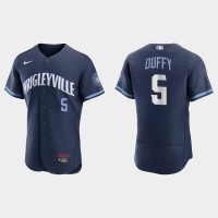 Chicago Chicago Cubs #5 Matt Duffy Men's Nike 2021 City Connect Authentic Navy MLB Jersey