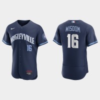 Chicago Chicago Cubs #16 Patrick Wisdom Men's Nike 2021 City Connect Authentic Navy MLB Jersey