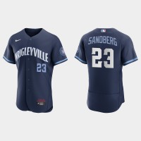 Chicago Chicago Cubs #23 Ryne Sandberg Men's Nike 2021 City Connect Authentic Navy MLB Jersey