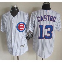 Chicago Cubs #13 Starlin Castro White Strip New Cool Base Stitched MLB Jersey