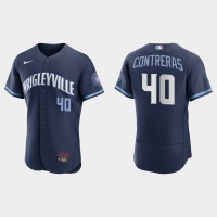 Chicago Chicago Cubs #40 Willson Contreras Men's Nike 2021 City Connect Authentic Navy MLB Jersey