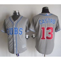 Chicago Cubs #13 Starlin Castro Grey Alternate Road New Cool Base Stitched MLB Jersey