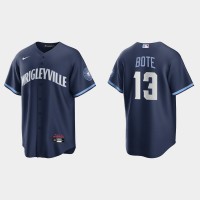 Chicago Chicago Cubs #13 David Bote Men's Nike 2021 City Connect Fans Version Navy MLB Jersey