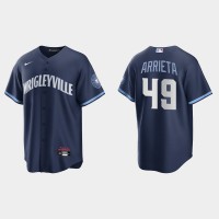 Chicago Chicago Cubs #49 Jake Arrieta Men's Nike 2021 City Connect Fans Version Navy MLB Jersey