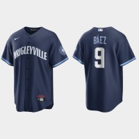 Chicago Chicago Cubs #9 Javier Baez Men's Nike 2021 City Connect Fans Version Navy MLB Jersey