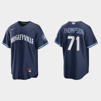 Chicago Chicago Cubs #71 Keegan Thompson Men's Nike 2021 City Connect Fans Version Navy MLB Jersey