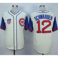 Chicago Cubs #12 Kyle Schwarber Cream/Blue 1942 Turn Back The Clock Stitched MLB Jersey