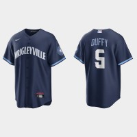 Chicago Chicago Cubs #5 Matt Duffy Men's Nike 2021 City Connect Fans Version Navy MLB Jersey