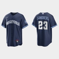 Chicago Chicago Cubs #23 Ryne Sandberg Men's Nike 2021 City Connect Fans Version Navy MLB Jersey