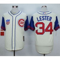 Chicago Cubs #34 Jon Lester Cream 1942 Turn Back The Clock Stitched MLB Jersey