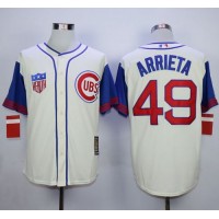 Chicago Cubs #49 Jake Arrieta Cream/Blue 1942 Turn Back The Clock Stitched MLB Jersey