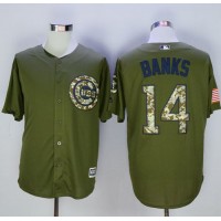 Chicago Cubs #14 Ernie Banks Green Camo New Cool Base Stitched MLB Jersey