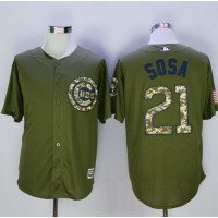 Chicago Cubs #21 Sammy Sosa Green Camo New Cool Base Stitched MLB Jersey