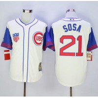 Chicago Cubs #21 Sammy Sosa Cream/Blue 1942 Turn Back The Clock Stitched MLB Jersey