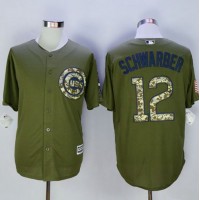 Chicago Cubs #12 Kyle Schwarber Green Camo New Cool Base Stitched MLB Jersey