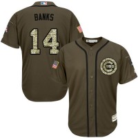 Chicago Cubs #14 Ernie Banks Green Salute to Service Stitched MLB Jersey