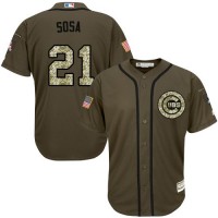 Chicago Cubs #21 Sammy Sosa Green Salute to Service Stitched MLB Jersey