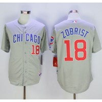 Chicago Cubs #18 Ben Zobrist Grey Road Cool Base Stitched MLB Jersey