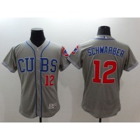 Chicago Cubs #12 Kyle Schwarber Grey Flexbase Authentic Collection Alternate Road Stitched MLB Jersey