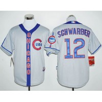 Chicago Cubs #12 Kyle Schwarber Grey Cooperstown Stitched MLB Jersey