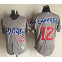 Chicago Cubs #12 Kyle Schwarber Grey Flexbase Authentic Collection Road Stitched MLB Jersey