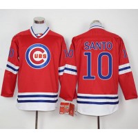 Chicago Cubs #10 Ron Santo Red Long Sleeve Stitched MLB Jersey