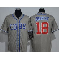 Chicago Cubs #18 Ben Zobrist Grey New Cool Base Alternate Road Stitched MLB Jersey