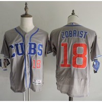 Chicago Cubs #18 Ben Zobrist Grey Flexbase Authentic Collection Alternate Road Stitched MLB Jersey