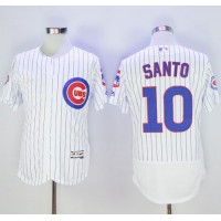 Chicago Cubs #10 Ron Santo White Flexbase Authentic Collection with 100 Years at Wrigley Field Commemorative Patch Stitched MLB Jersey