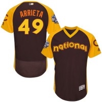 Chicago Cubs #49 Jake Arrieta Brown Flexbase Authentic Collection 2016 All-Star National League Stitched MLB Jersey