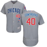 Chicago Cubs #40 Willson Contreras Grey Flexbase Authentic Collection Road Stitched MLB Jersey