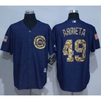 Chicago Cubs #49 Jake Arrieta Denim Blue Salute to Service Stitched MLB Jersey