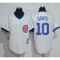 Chicago Cubs #10 Ron Santo White Strip Home Cooperstown Stitched MLB Jersey