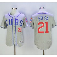 Chicago Cubs #21 Sammy Sosa Grey Flexbase Authentic Collection Alternate Road Stitched MLB Jersey