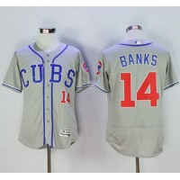 Chicago Cubs #14 Ernie Banks Grey Flexbase Authentic Collection Alternate Road Stitched MLB Jersey