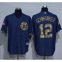 Chicago Cubs #12 Kyle Schwarber Denim Blue Salute to Service Stitched MLB Jersey